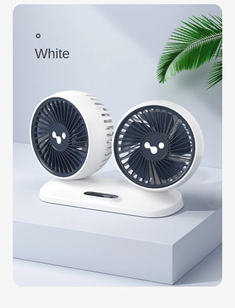 LEIBOO Car USB Fan Dual Head Cooling Air Fan Independent Switch 3-Speed 360 Degree Adjustable Auto Fan Car Electrical Appliances