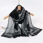2024 New Print Chiffon Scarf Shawl Women Sunscreen Silk Scarf Turban Long Wrap Beach Travel Outdoor Accessories Trendy Headband