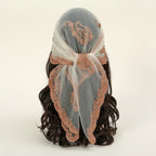 Lace Paisley Embroidery Bandana Square Scarf Elegant Breathable Silk Scarves Women Sunscreen Lightweight Shawl Headband
