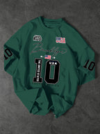 USA Brooklyn Style 10 Print Oversized T Shirt Men's Streetwear Vintage Jersey Tee
