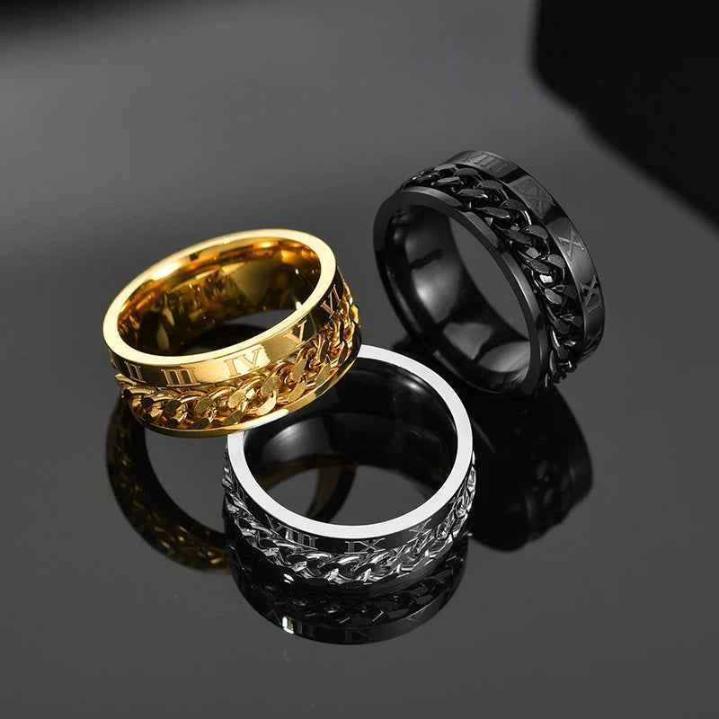 Cool Stainless Steel Rotatable Men Ring High Quality Spinner Chain Punk Women Jewelry for Party Gift