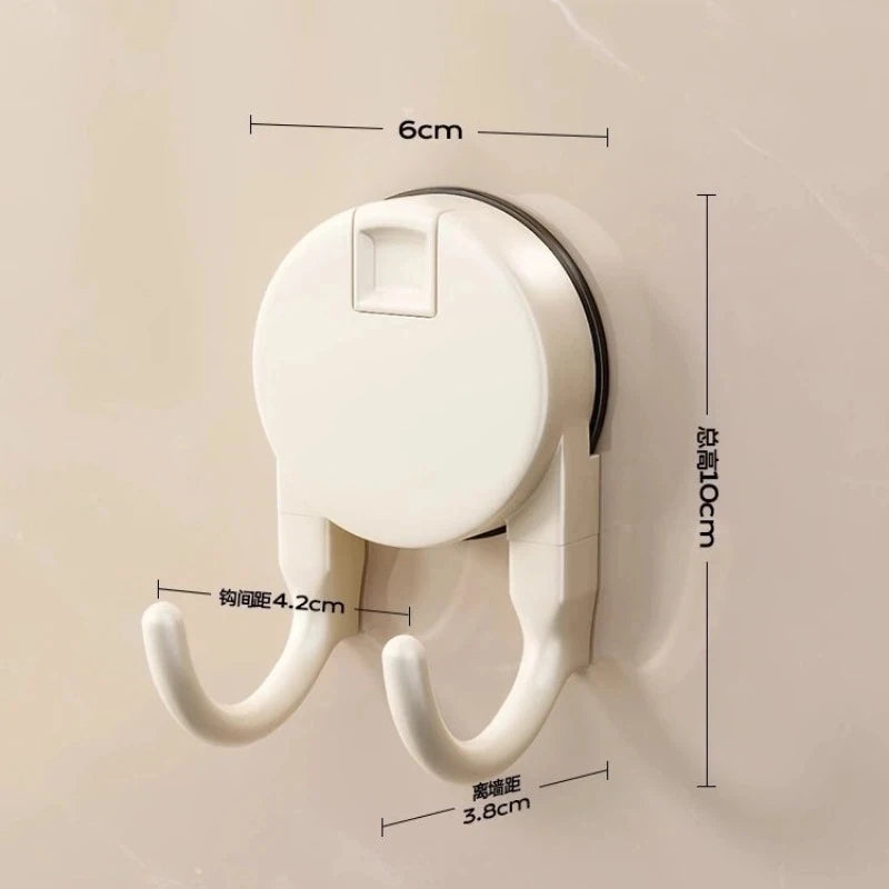 Suction Cup Hook No Drilling Required Bathroom Hooks Kitchen Door Back Clothes Hook Dual Hooks Strong Load-bearing Hooks