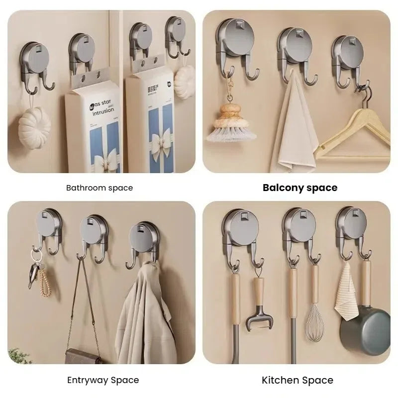 Suction Cup Hook No Drilling Required Bathroom Hooks Kitchen Door Back Clothes Hook Dual Hooks Strong Load-bearing Hooks
