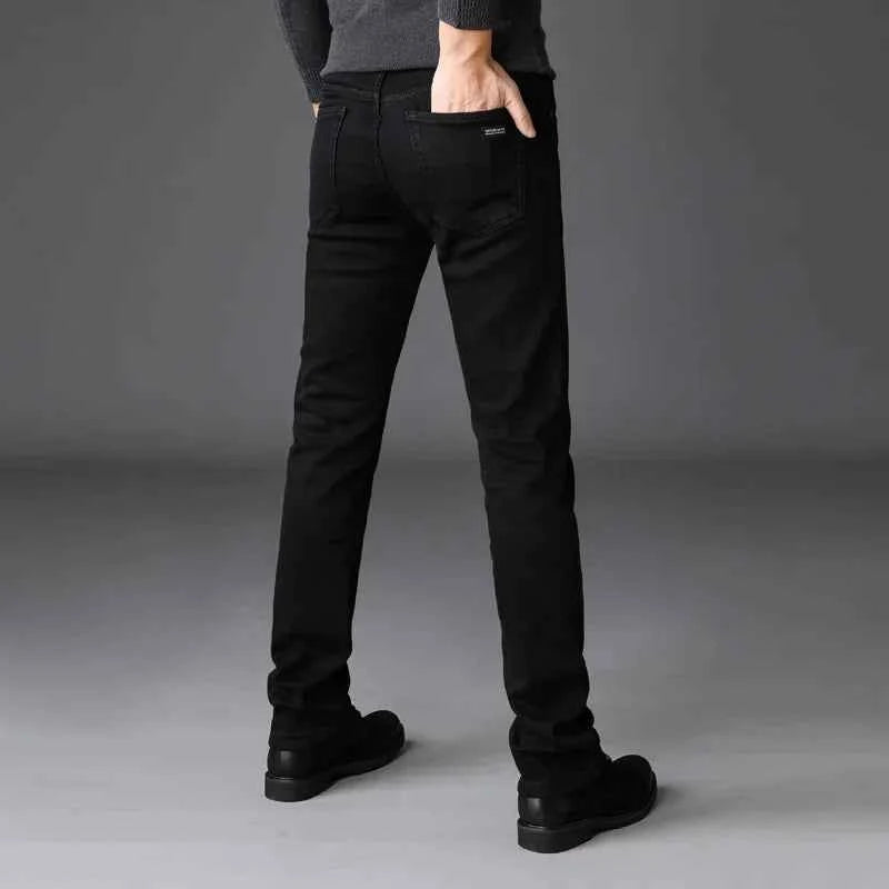 Spring Autumn Men Classic Fashion Brand Jeans Homme Man Soft Stretch Black Biker Masculino Denim Trousers Mens Pants Overalls