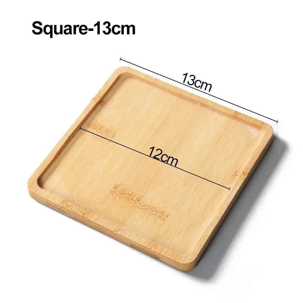Simple Style Home Decoration Succulents Bonsai Holder Round Square Flowerpot Base Hexagon Rectangle Bamboo Wood Tray