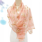 Lace Scarf Women Lightweight Hijab Elegant 2024 Print Silk Neckerchief Shawl Wraps Headband Handle Hair Accessories Bandana