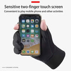Winter Waterproof Fishing Men's Gloves Women's Cycling Warm Anti Slip Outdoor Sports Exposed Two Finger Touch Screen Gloves
