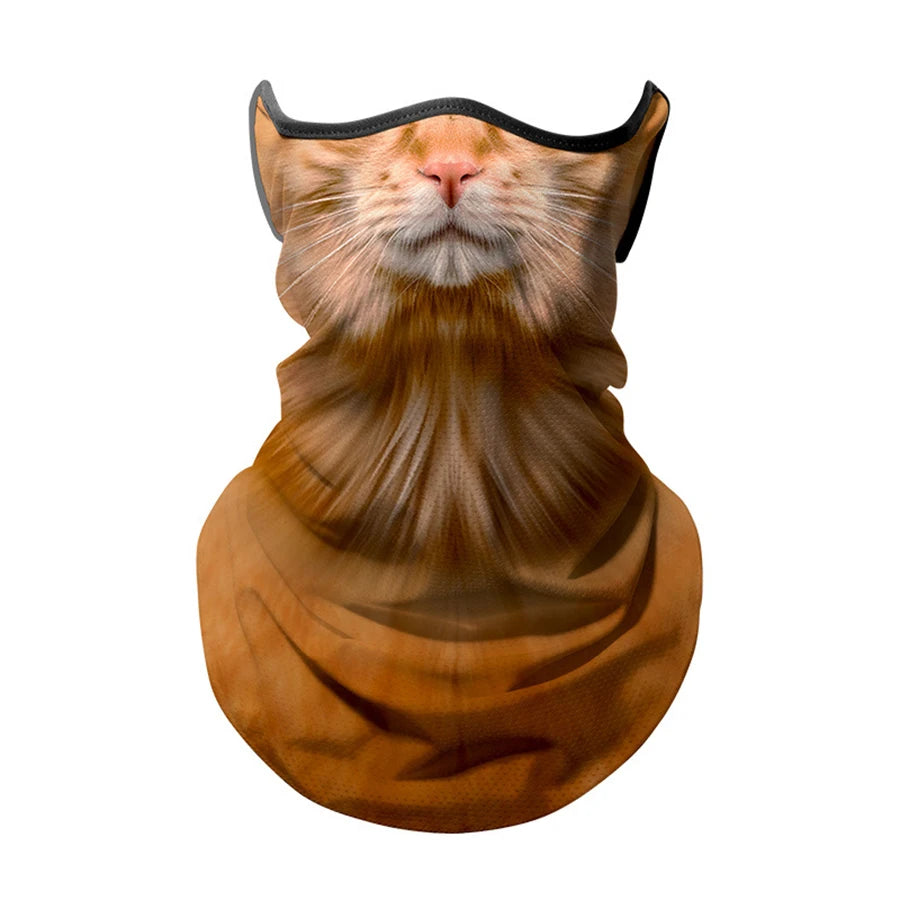 lce Silk Breathable Bandana Cycling Running Scarf Riding Hiking Sports 3D Animal Face Mask Cover Cool Scarf Neck Protection