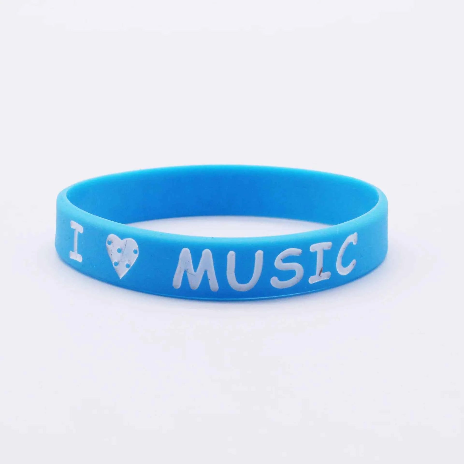 1PCS ILoveMusic Wristband Men Women Silicone Rubber Bracelets&Bangles for Birthday Party Bangles Rock Music Fans Jewelry Gift