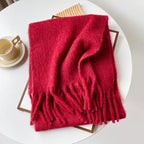 Pink Scarf Lady Autumn Winter Solid Simple Muffler Women Men Wool Blend Versatile Multi-color Soft Thermal Shawl Female Male