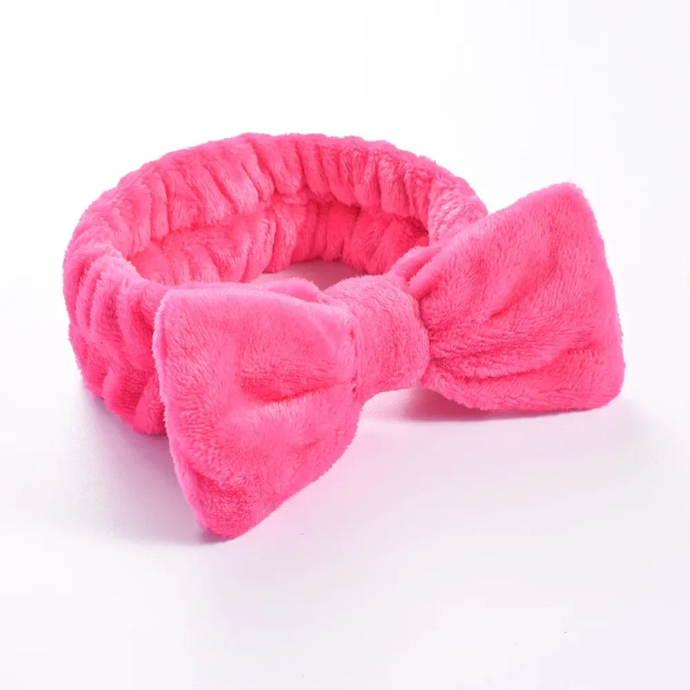 Women Solid Bow Headbands Coral Fleece Makeup Spa Wash Face Turban Head Wrap Girls Hair Towel Accessories Head Band Hairbands