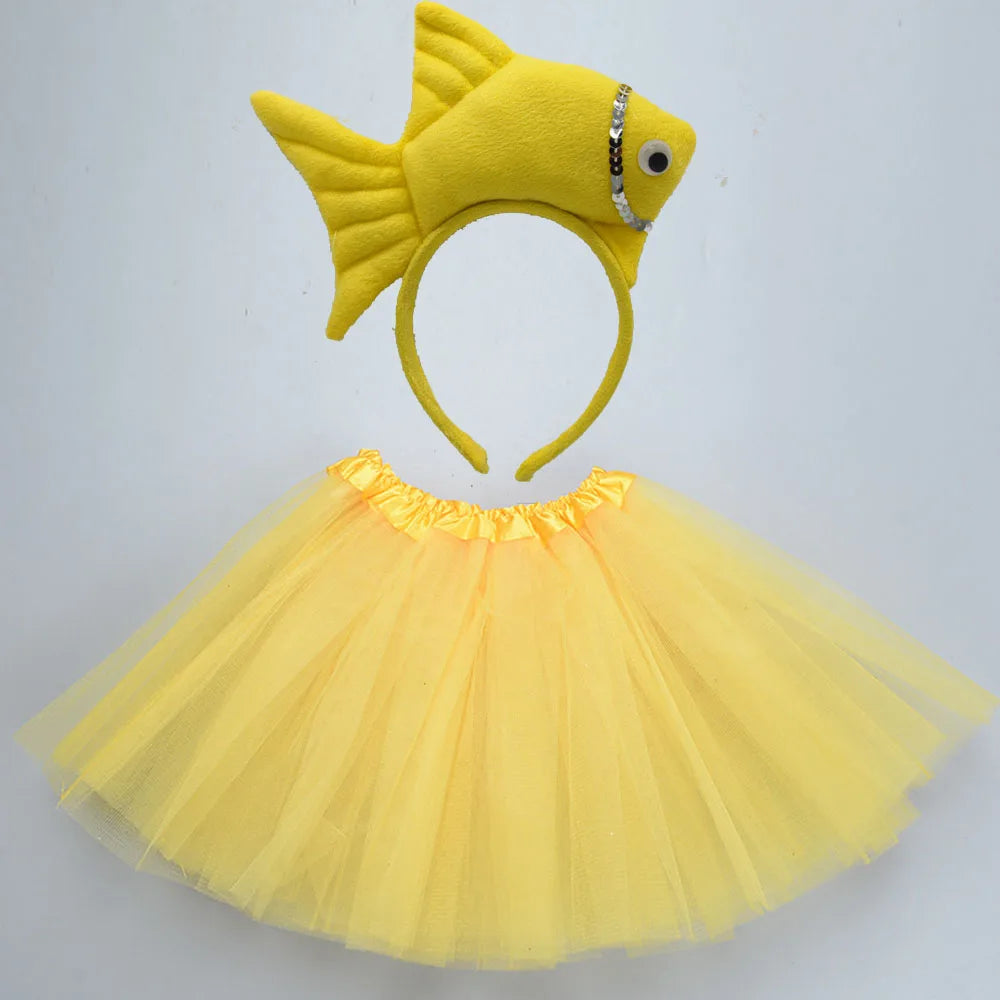 Animals  Children  Headband Tutu Skirt Tail Bow Kids  Girl Party Props Elephant Tiger Fox     Halloween Costume Cosplay