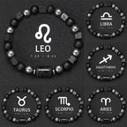 12 Constellation Zodiac Bracele Signs Beads Couples Bracelet Square Volcanic Stone Elastic Charm Bracelet for Women Men Gift