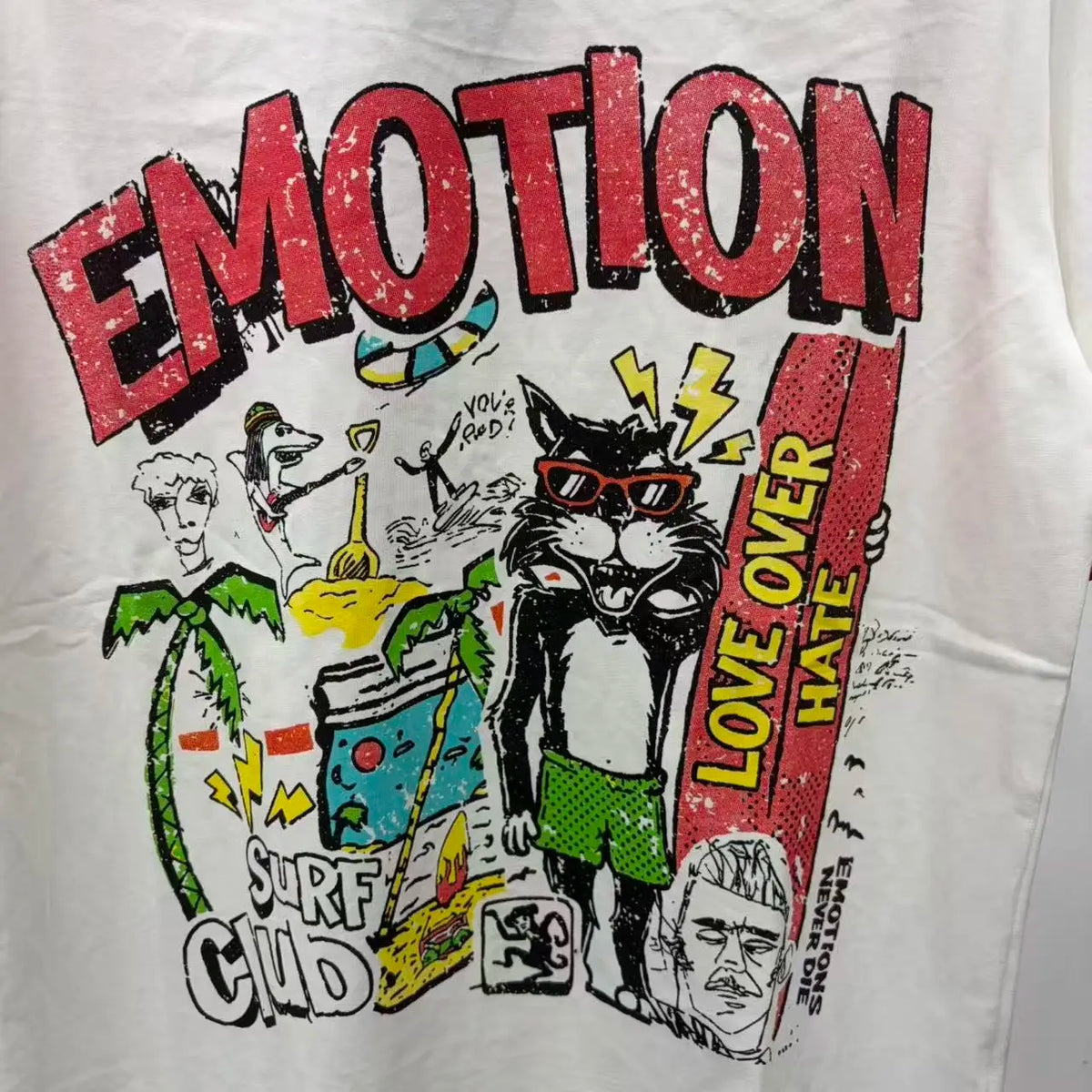 New MIXED-EMOTION Rhinestone cartoon printed pattern 100% cotton Men Women T-shirt Loose casual Shinning Diamond Tees Oversized Top