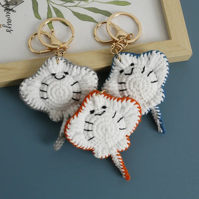 Cute Crochet Stingray Keychain Marine Fish Bag Charm