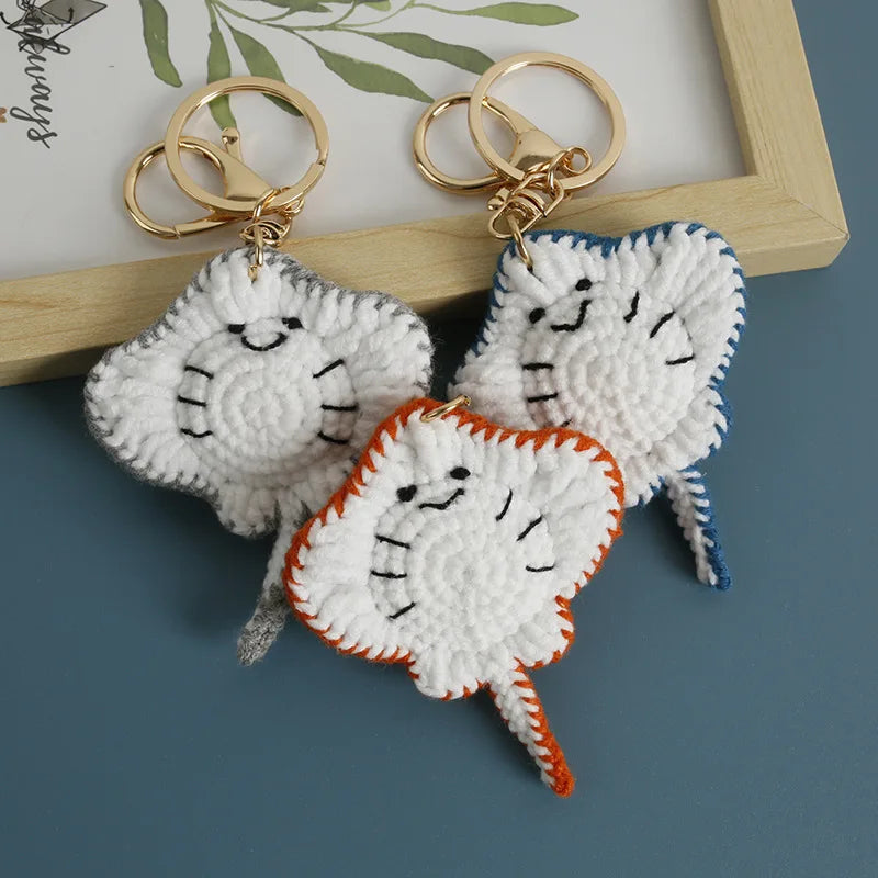 Funny Shrimp Crochet Keychain Cute Ocean Bag Charm