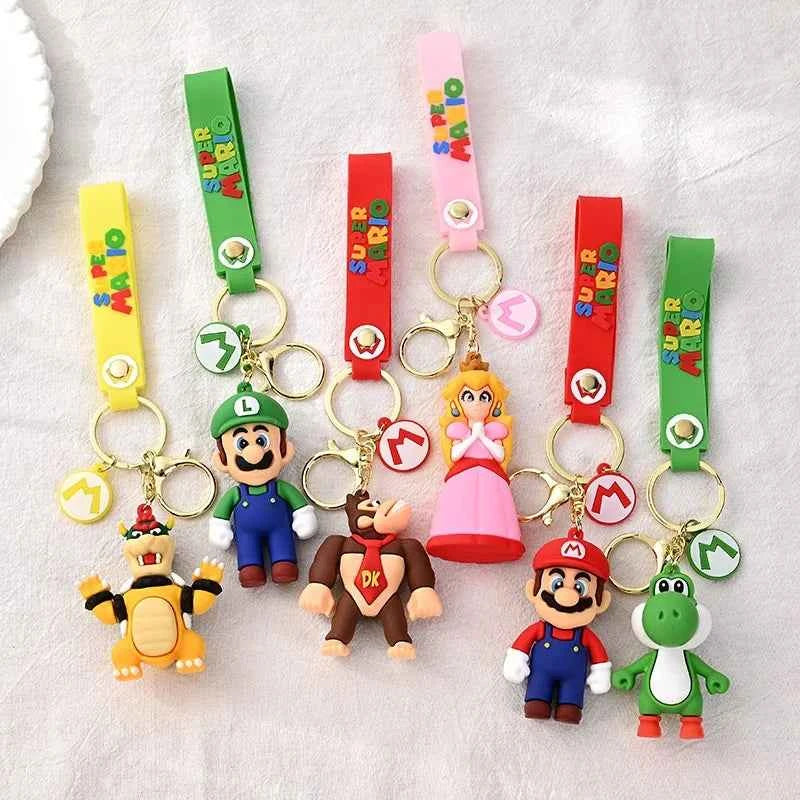 Super Mario Bros Action Figure keychain Cute Cartoon Character Toy Doll Model Decoration Kid Birthday Gift