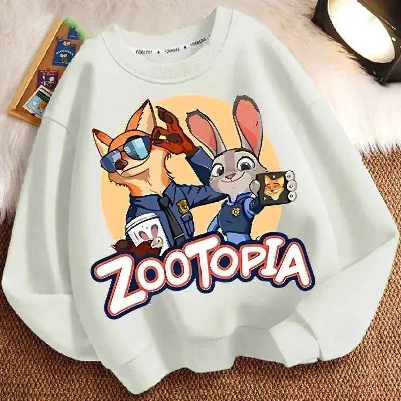 Spring Kid Boy Clothes Children Girls Disney Zootopia 2 Judy Hopps Nick Wilde Print Sweatshirt Top Baby Cartoon Pullover