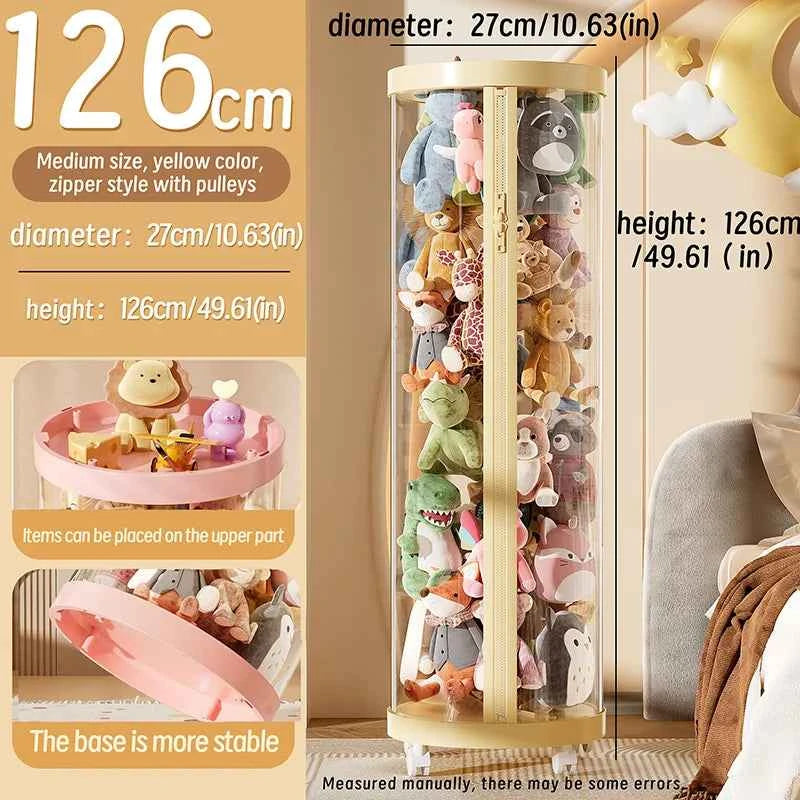 Transparent Doll Storage Box Plush Toy Organization Toy Storage Tube DIY Zipper Bins Kid Christmas Gift Children's Toy Organizer