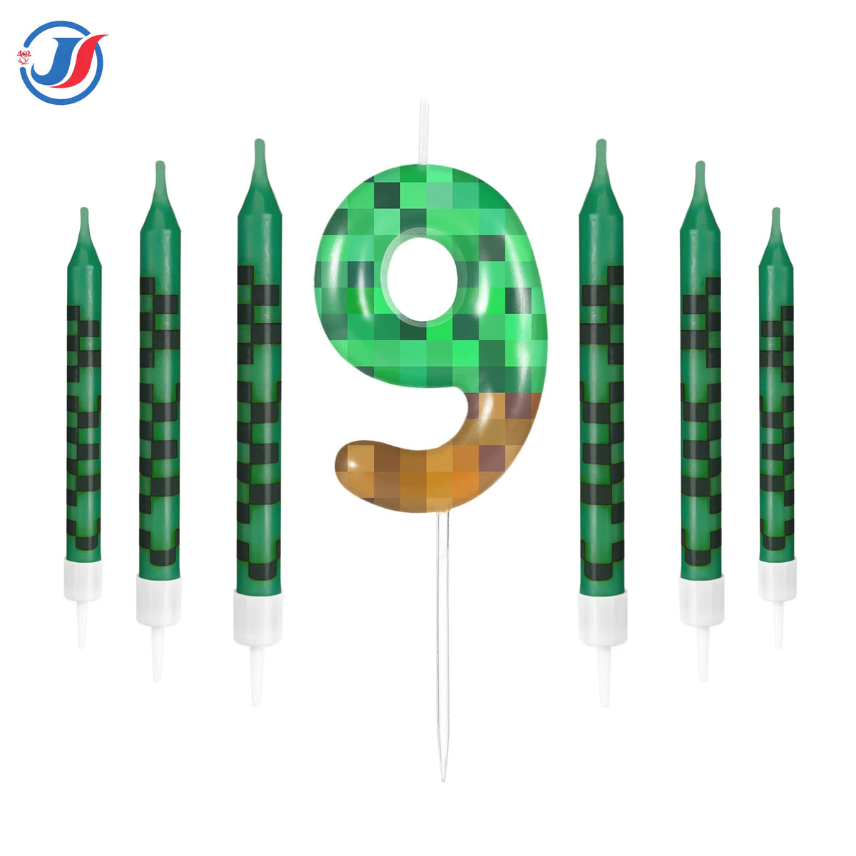 7Pcs Pixel Birthday Cake Candles Topper for Pixel Theme Party Anniversary Party Video Game Party Supplies for Boys Girls