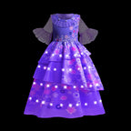 Girl Princess Dress with LED Light Up Costume for Children Cosplay Party Clothes Blue Pink Outfit Carnival Christmas Prom Gown