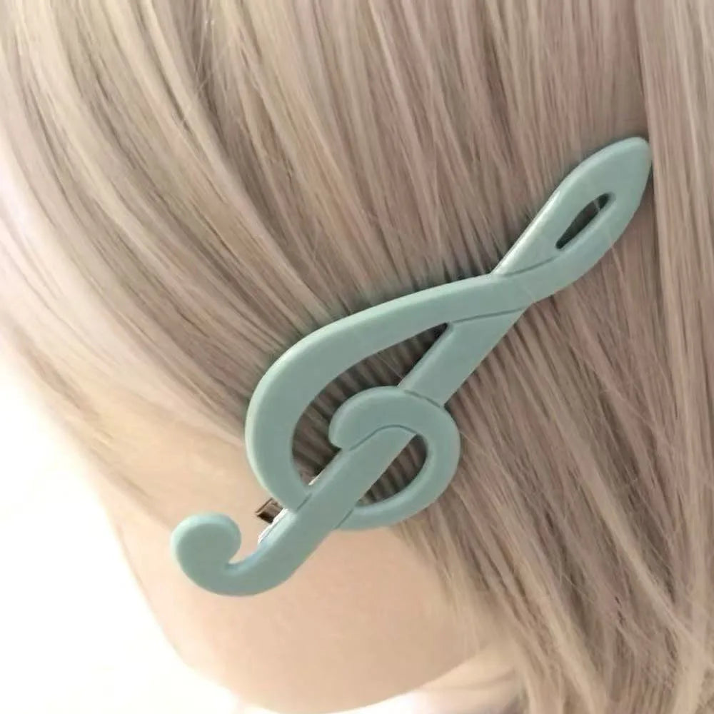 Y2k Style Music Symbol Hair Accessories Vintage Sweet Cute Hair Clip Cyan Fresh Hairpin New Sensea Of Niche Fashion And Art 2025