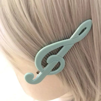 Y2k Style Music Symbol Hair Accessories Vintage Sweet Cute Hair Clip Cyan Fresh Hairpin New Sensea Of Niche Fashion And Art 2025