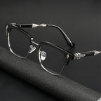 Vintage Cross Carving Glasses Men Women Luxury Half Frame Anti Blue Light Eyeglasses Retro Square Computer Eyewear