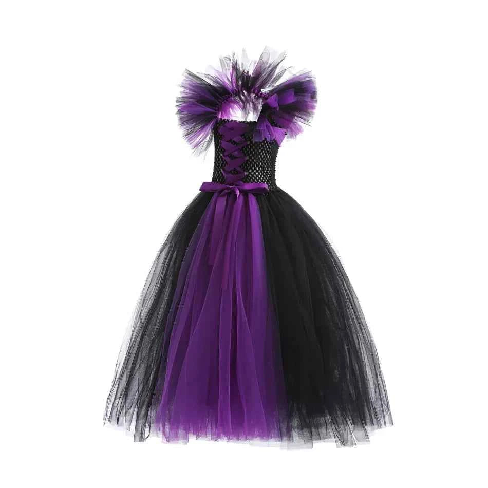 Girls Maleficent Costume Dress – Luxury Villain Tulle Gown