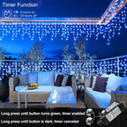 6.5200LED/20M480LED Icicle String Lights Christmas 40Drops 8 Modes, Plug in Curtain Waterproof for Holiday Wedding Party Garden