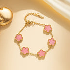 1 PCs Adjustable  Stainless Steel Plant Flower Bracelet With Five Leaf Petals Women's Luxury Gifts Clover Fashion Jewelry