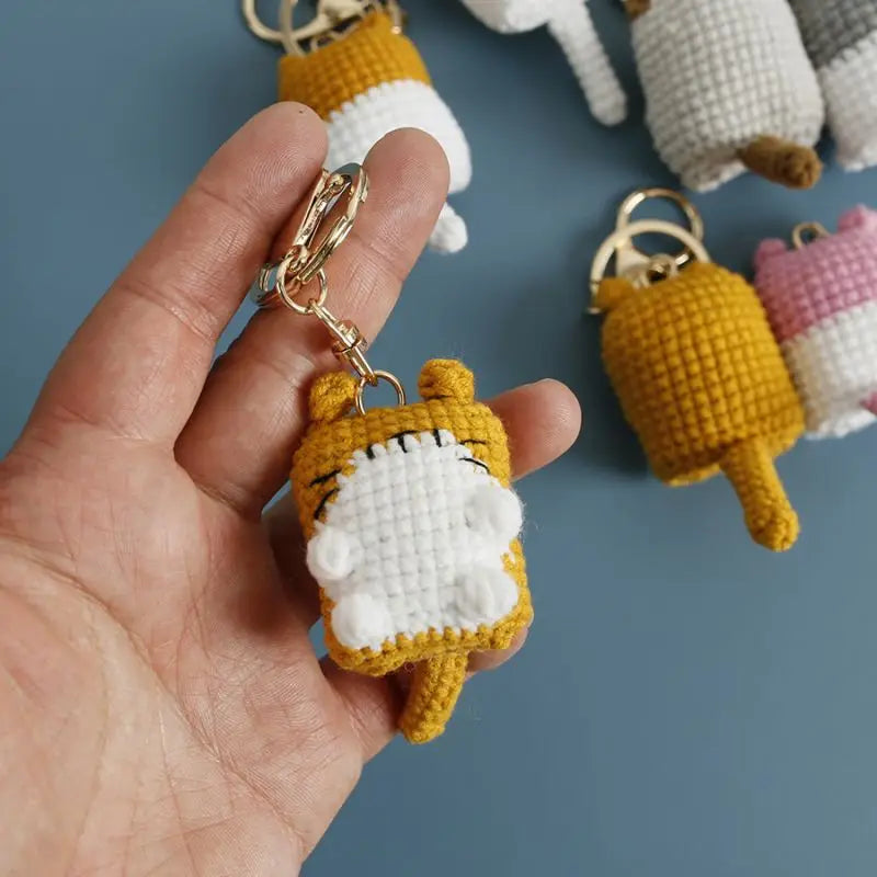 Cute Crochet Kitten Keychain Smiling Cat Bag Charm
