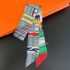 Fashion Women Hair Scarf 2024 New Brand Design Luxury Silk Scarf Fashion Print Headband Skinny Bag Scarves Neckerchief