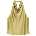 HXAO Top Women Halter Satin Women Tops Backless Corset Top Vest Yellow Pink Black Summer Elegant Sexy Tops Tank Vestidos