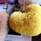 New Heart Plush Hair Ball Keychain Women Leopard Pompom Love Car Key Chain Bags Pendant Hairball Key Rings Jewelry
