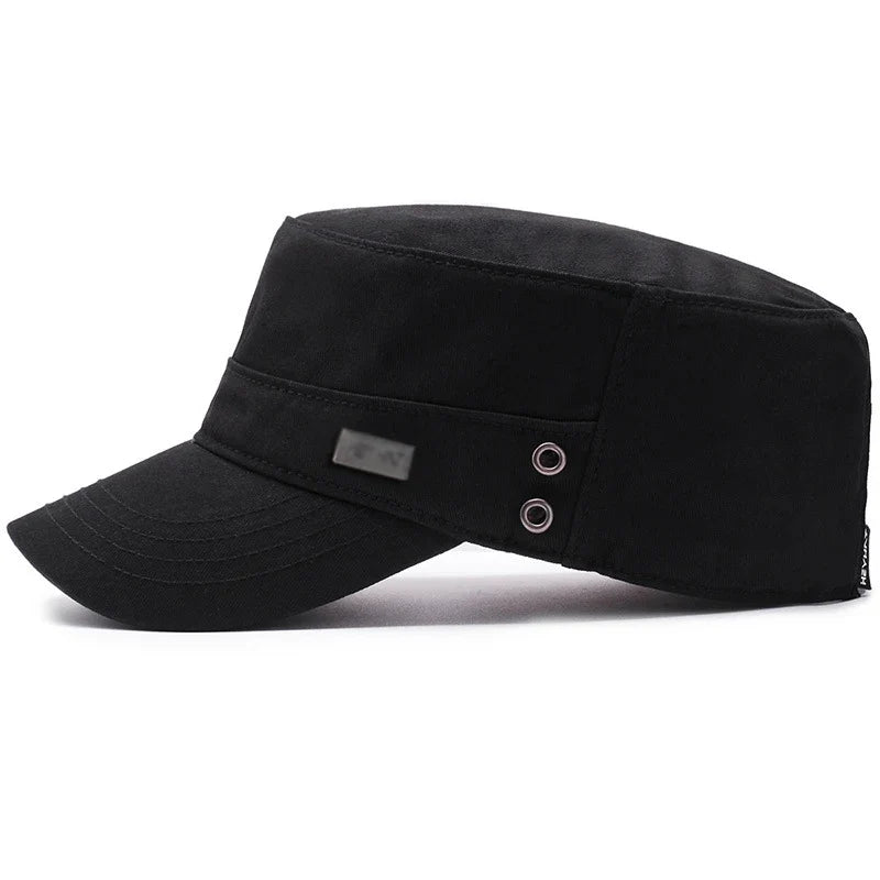 Four Seasons Flat Top Hat Men'S Simple Cotton Peaked Hat Fashion Baseball Cap Casual Cap, Commuter Sunshade Hat