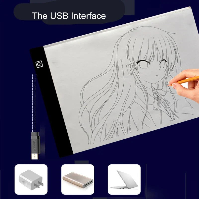 LED Drawing Copy Pad 3-Level Dimmable Light Tracing Board for Kids