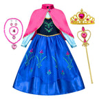 Frozen Elsa Anna Princess Girl Vestidos Costume Kid Dress Disney Snow Queen Halloween Cosplay Birthday Party Dress Up 2-10 Years