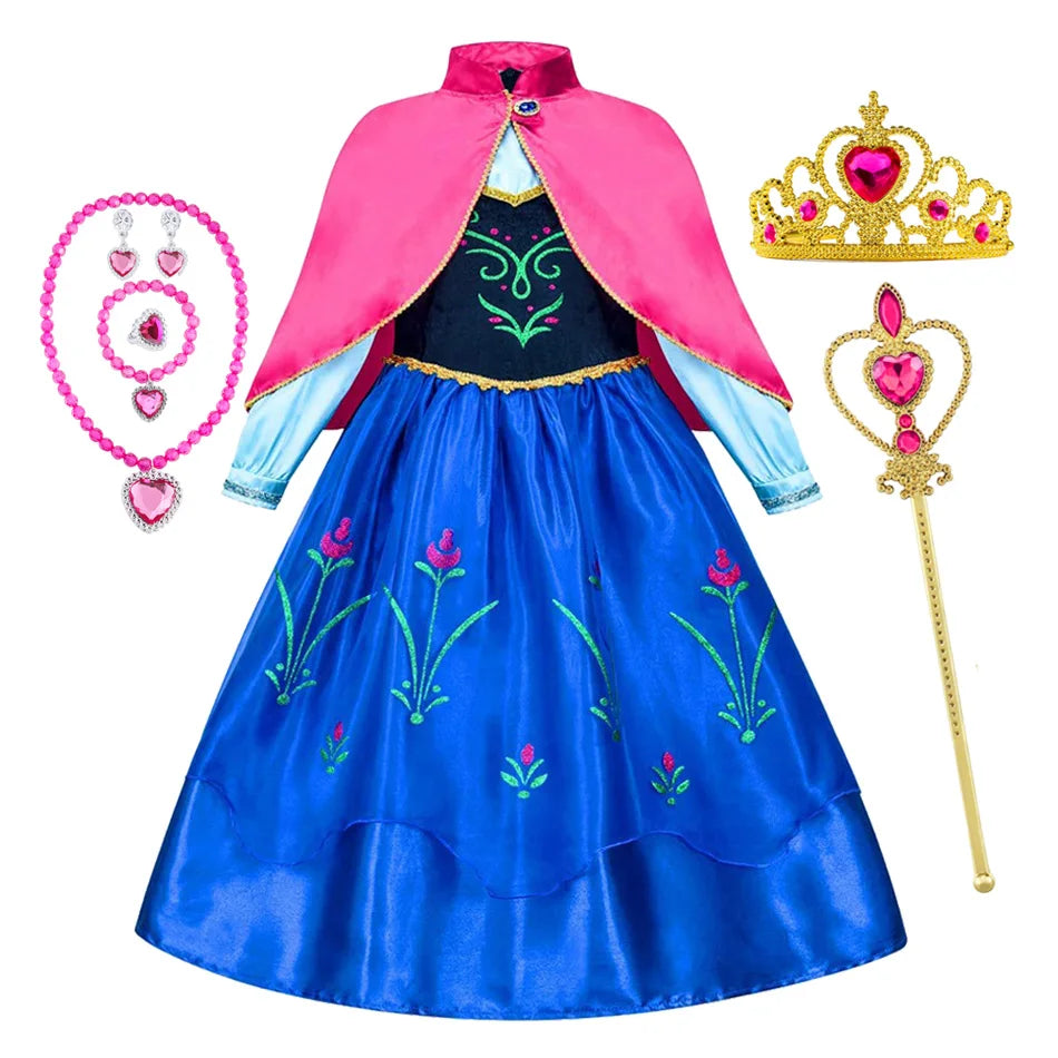 Frozen Elsa Anna Princess Girl Vestidos Costume Kid Dress Disney Snow Queen Halloween Cosplay Birthday Party Dress Up 2-10 Years
