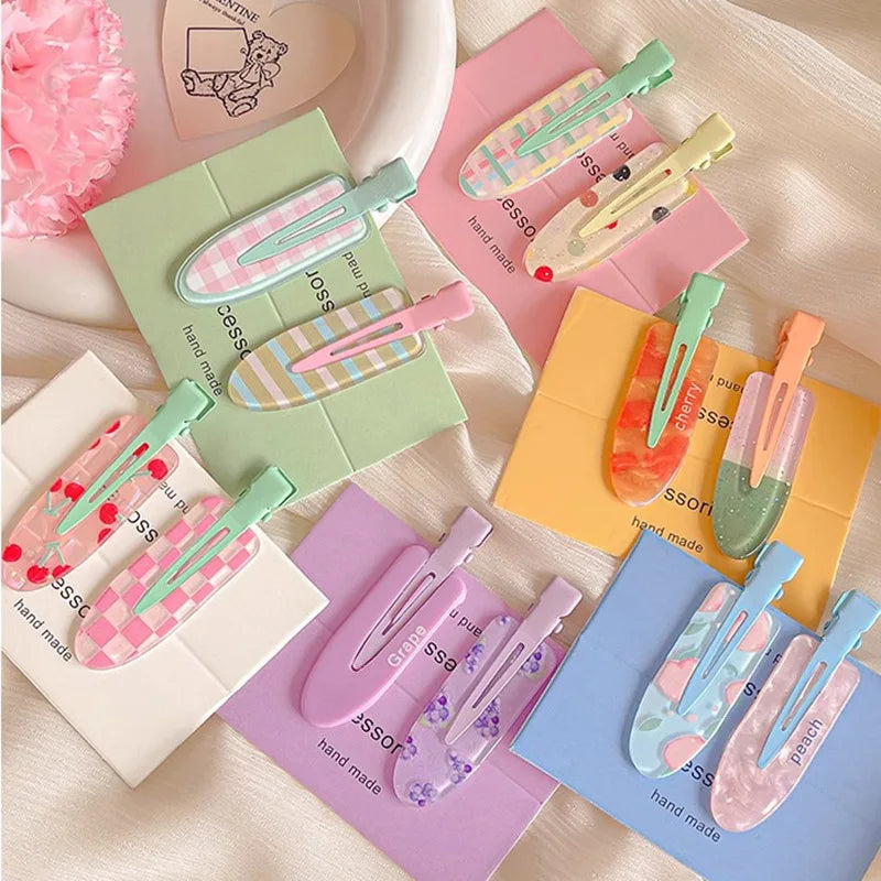 12 Pieces of Multi-Color Colorful Hair Clips with Side Bangs, Duckbill Clips for Broken Hair, Sweet Girl's Simple Hair Clips