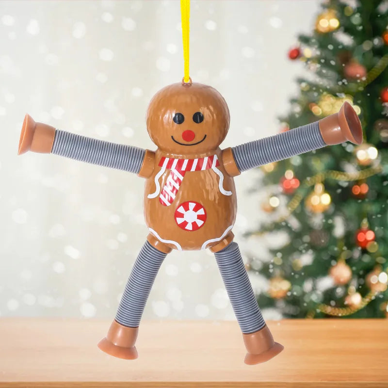 1/4pcs Santa Claus toys Retractable decompression toys Santa Claus/Snowman/Elk/Gingerbread  Perfect for Christmas Decoration