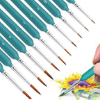 10/11pcs Miniature Paint Brushes, Detail Tip Paint Brushes Set With Ergonomic Handle - Suitable For Acrylic Painting, Oil, Wat