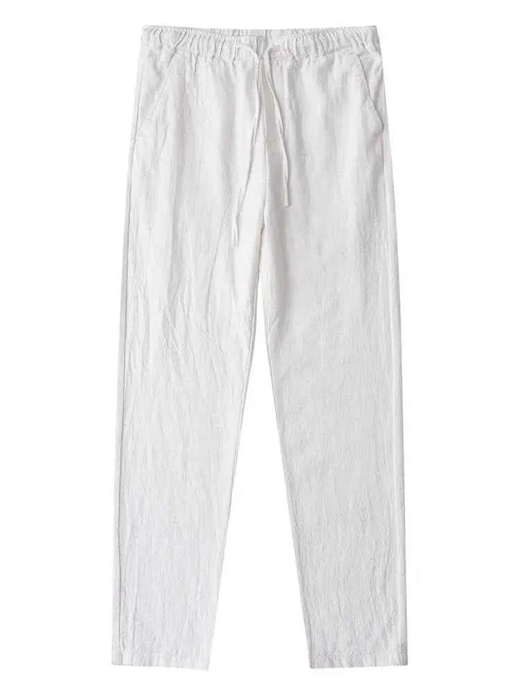 Casual Cotton Linen Chino Pants Men Wide Leg Lightweight Baggy Cotton Sweatpants Male Sport Jogger Straight Work Trousers