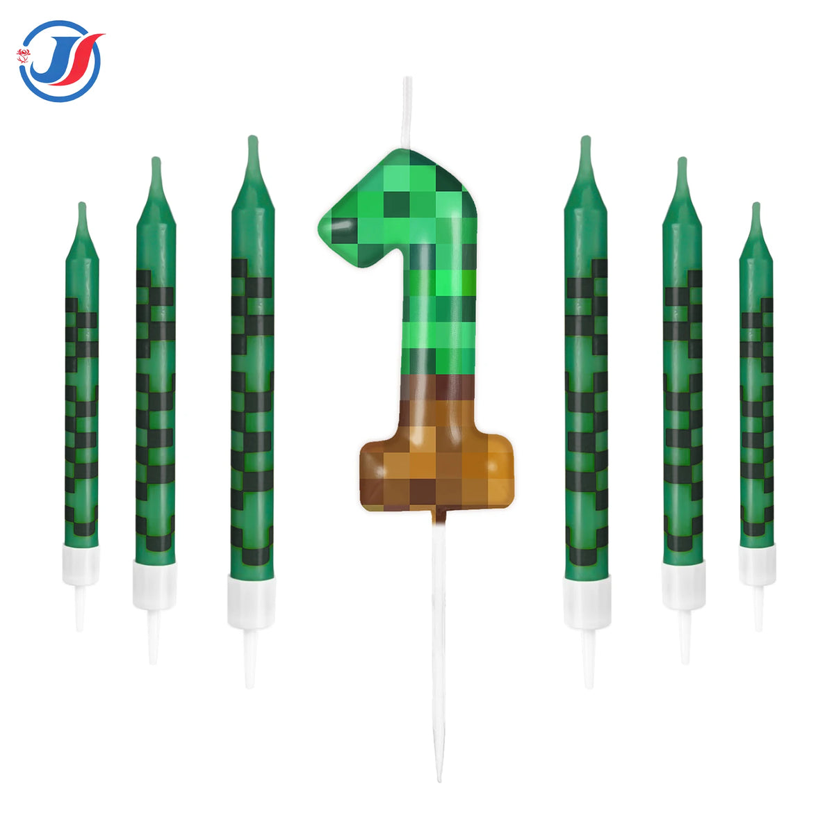 7Pcs Pixel Birthday Cake Candles Topper for Pixel Theme Party Anniversary Party Video Game Party Supplies for Boys Girls
