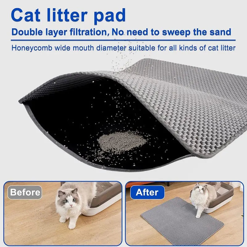 Pet Cat Litter Mat Waterproof Double Layer Cat Litter Trapping Pet Litter Box Mat Clean Pad Products For Cats Accessories - WTN Essentials 