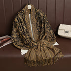 2025 new ethnic style retro shawl cashew flower geometric scarf cloak tassel scarf multi-color variety options available