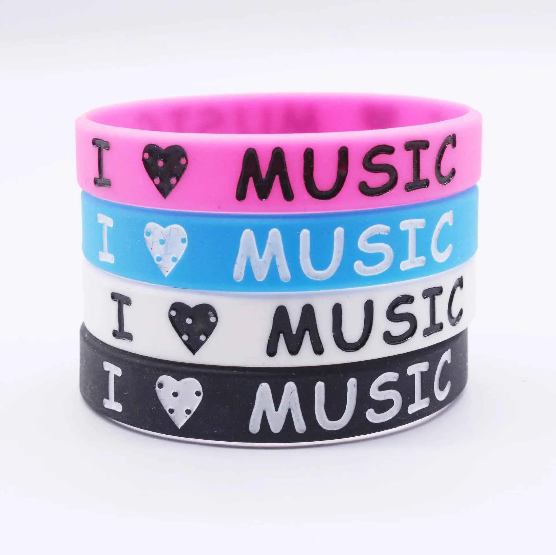 1PCS ILoveMusic Wristband Men Women Silicone Rubber Bracelets&Bangles for Birthday Party Bangles Rock Music Fans Jewelry Gift