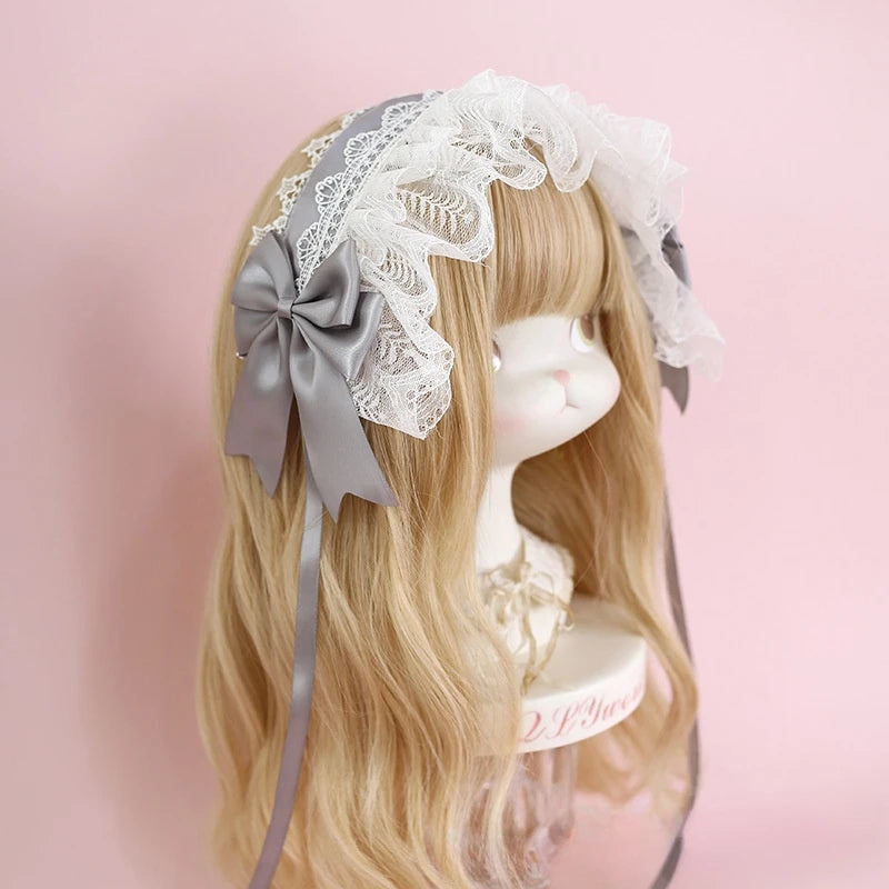 lolita headband hair accessories hair accessories sweet lace headband KC dark ribbon bow