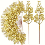 Glitter Artificial Flowers Berry Bouquet Christmas Decoration Xmas Tree Ornaments for Home Decor New Year Gift Accessory