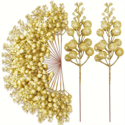 Glitter Artificial Flowers Berry Bouquet Christmas Decoration Xmas Tree Ornaments for Home Decor New Year Gift Accessory